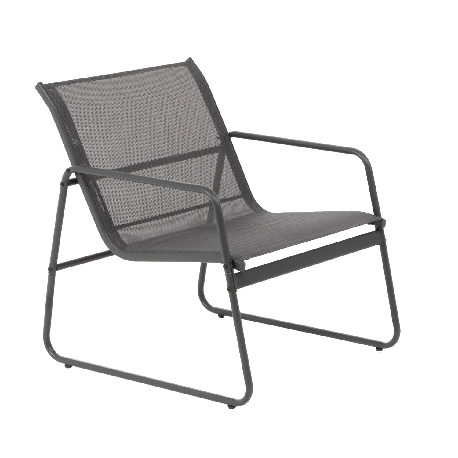 VESTIAMO CASA GIARDINO - Set da giardino 4 pezzi struttura in acciaio Antracite e Tessuto Antracite - Formato da 1 panchina, 2 poltrone e 1 tavolino
